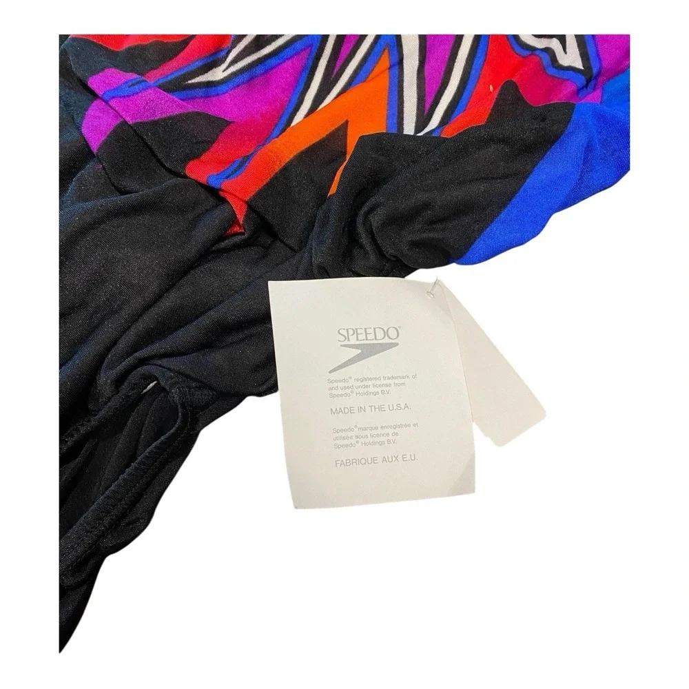 VTG 90s Speedo One-Piece Bathing Swimsuit Retro 80s Geometric USA Sz 14 (38) NWT